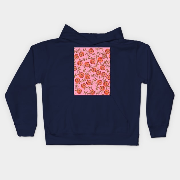 Watercolor seamless pattern with peach Kids Hoodie by shikita_a